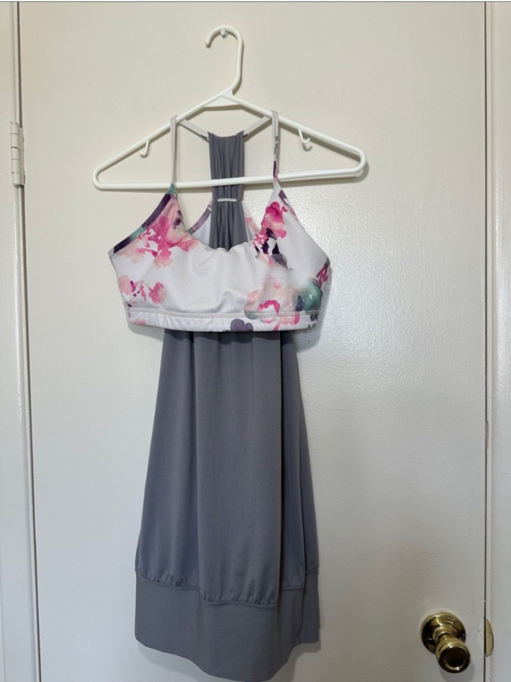 lululemon athletica White Tank with Pink and Purple Floral Print